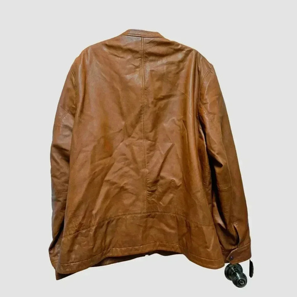 Tasso Elba Men's Brown Genuine Leather Jacket Zip Warm Winter Coat Size M - Picture 4 of 8